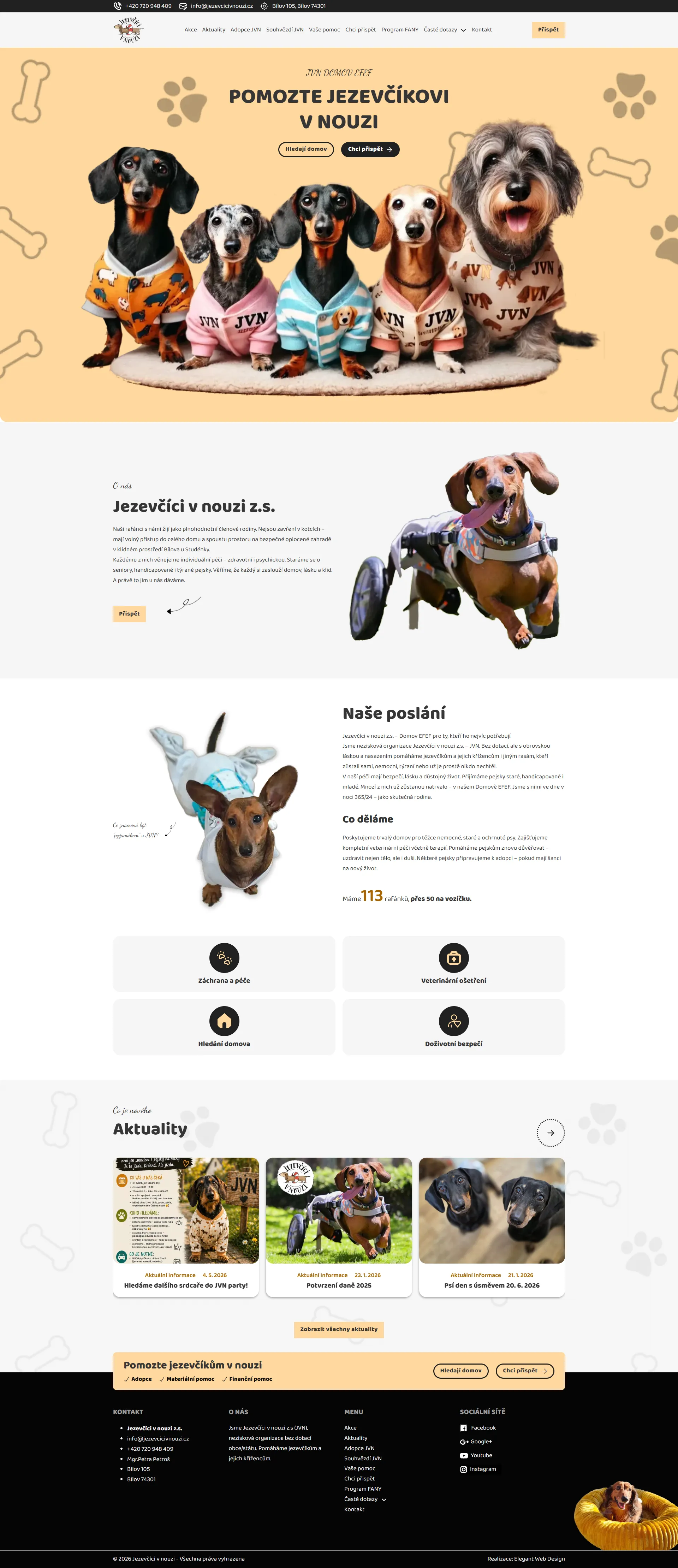 Elegant web design - naše reference - Jezevčíci v nouzi