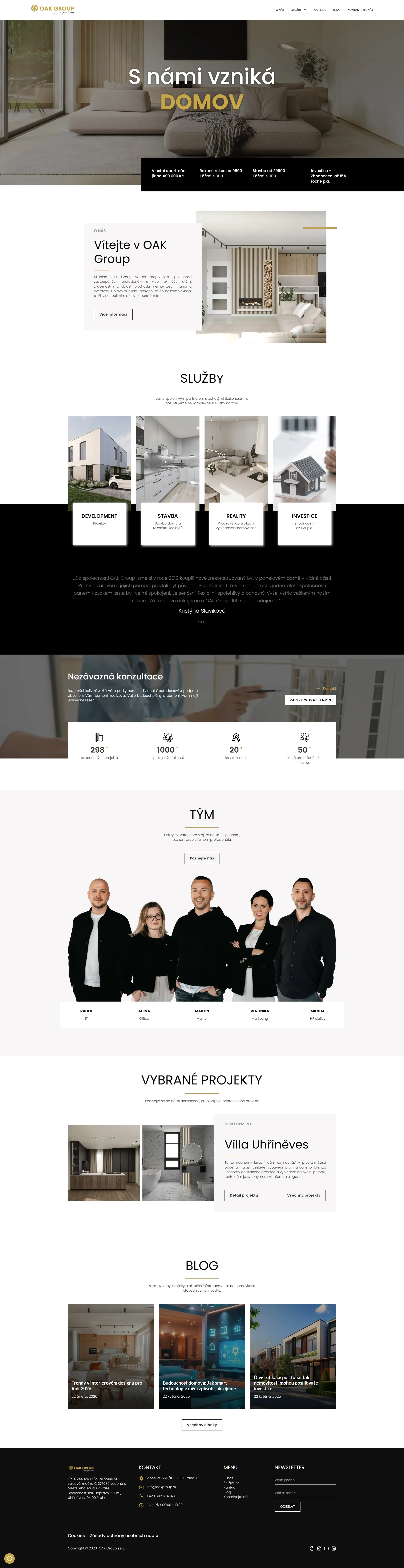 Elegant web design - naše reference - OAK GROUP - realitní firma