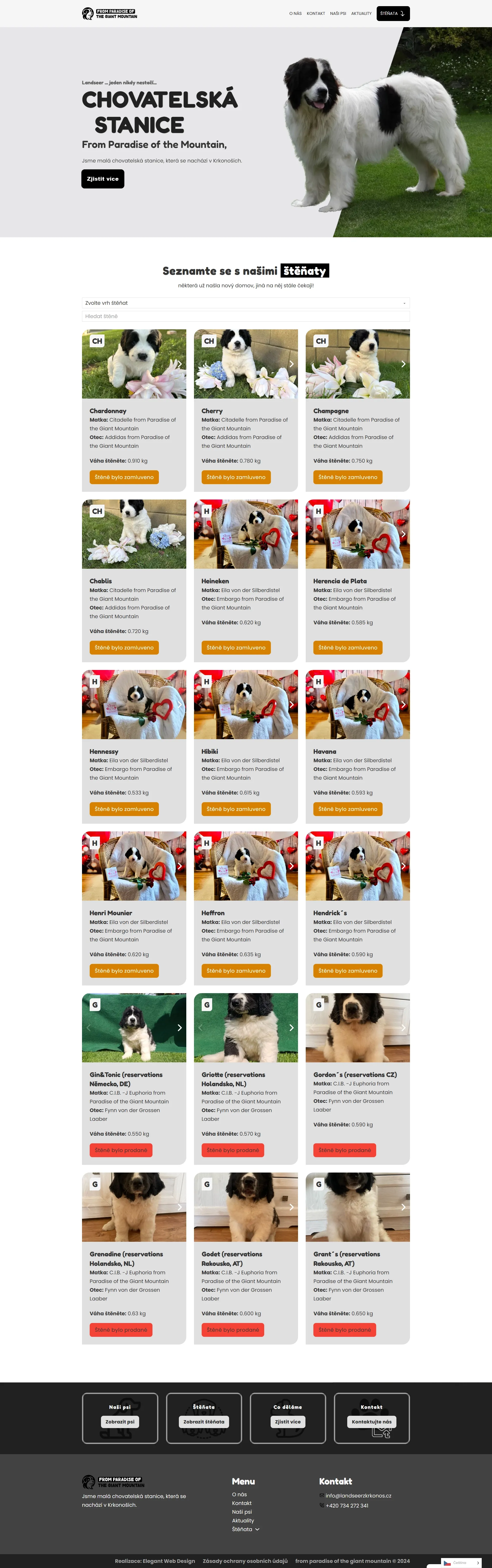 Elegant web design - naše reference - Landseer z Krkonoš