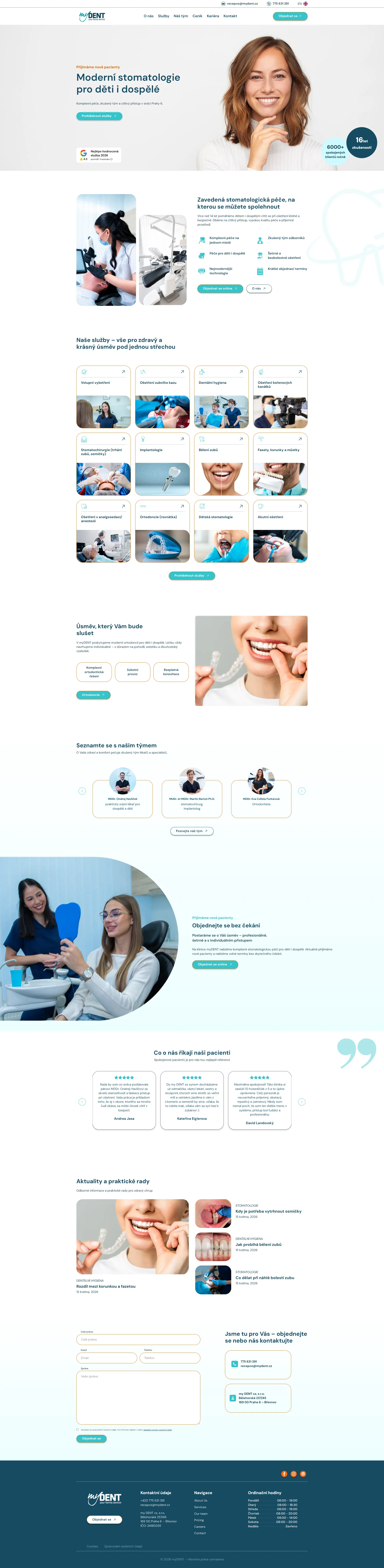 Případová studie webu MyDent